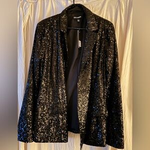 Steve Madden Sparkling Black Sequin Blazer